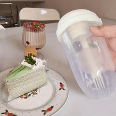 Clear Salad Cup w/ Fork 1000ml Portable Fruit Milk Cup