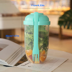 Clear Salad Cup w/ Fork 1000ml Portable Fruit Milk Cup