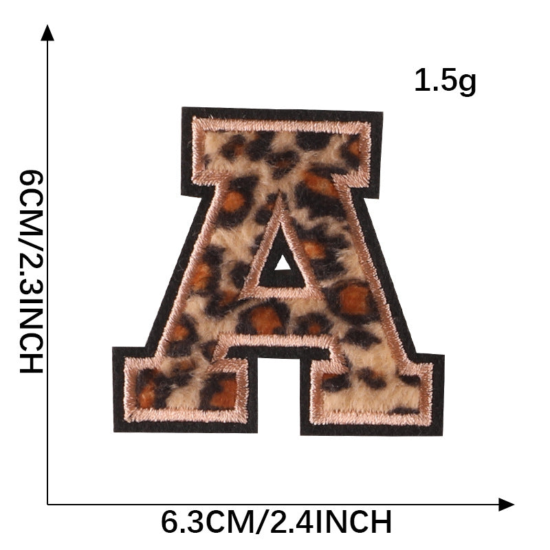 26pcs Leopard Letter Embroidered Patch Sticker for Clothing Repair