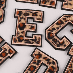 26pcs Leopard Letter Embroidered Patch Sticker for Clothing Repair