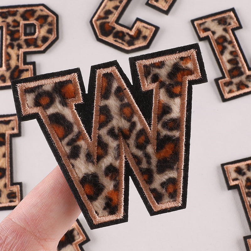 26pcs Leopard Letter Embroidered Patch Sticker for Clothing Repair