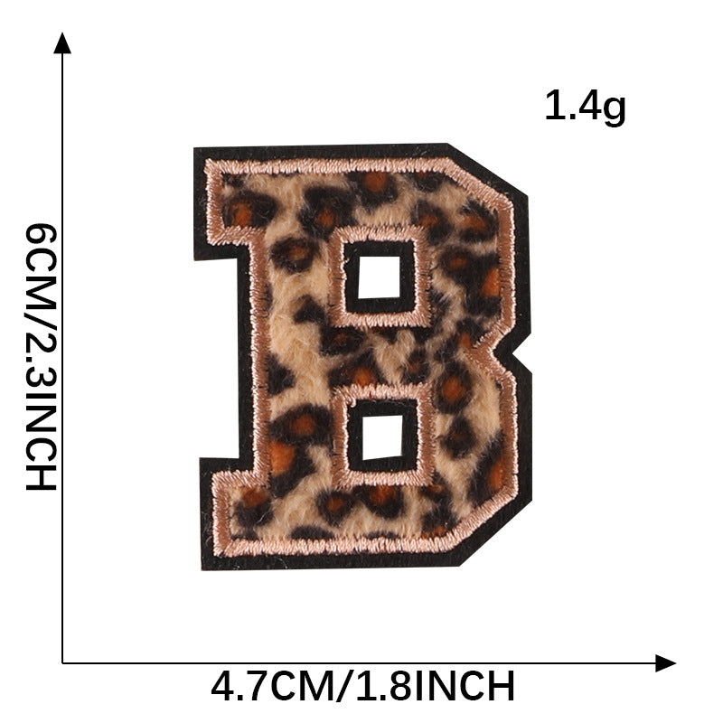 26pcs Leopard Letter Embroidered Patch Sticker for Clothing Repair