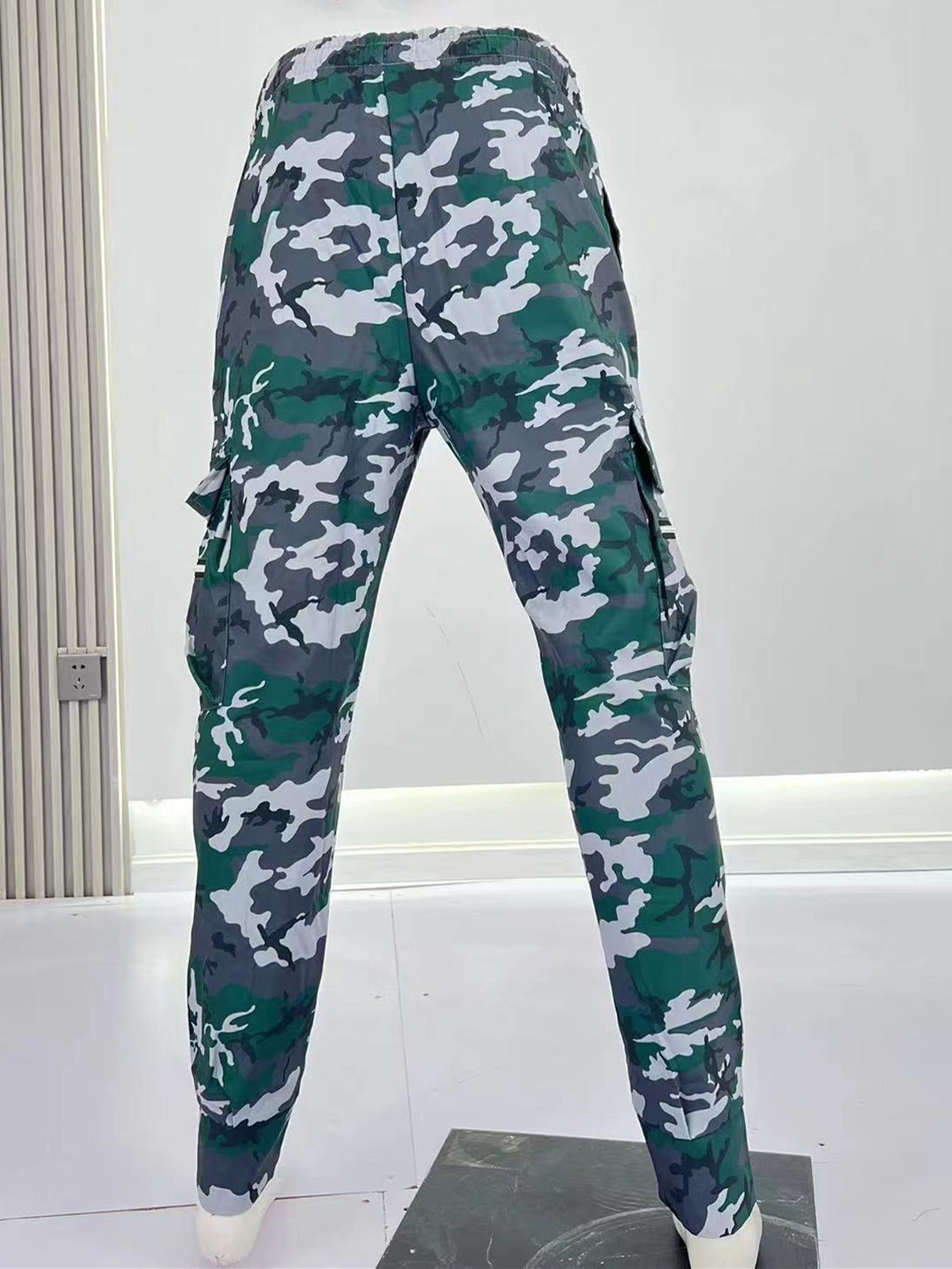 Camo Cargo Pants Men's Flap Pocket Trousers Outdoor Work Streetwear