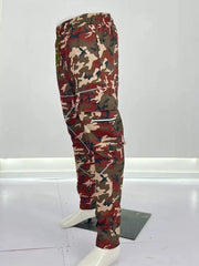 Camo Cargo Pants Men's Flap Pocket Trousers Outdoor Work Streetwear
