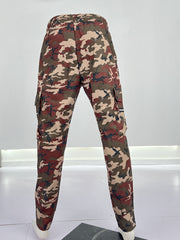Camo Cargo Pants Men's Flap Pocket Trousers Outdoor Work Streetwear