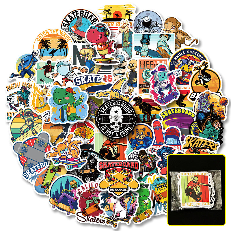 50pcs Cartoon Hip Hop Stickers Fun Waterproof Reusable DIY Room Decoration