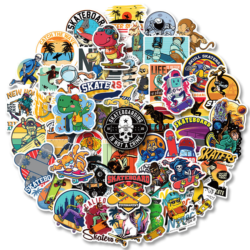 50pcs Cartoon Hip Hop Stickers Fun Waterproof Reusable DIY Room Decoration