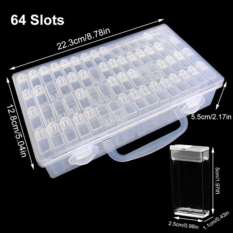 32-64 Slots Clear Storage Box Jewelry Beads Charms Organizer DIY Craft Small Ite