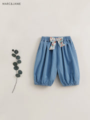 MARC&JANIE Girls' Denim Bow Front Baggy Cropped Trousers for Summer
