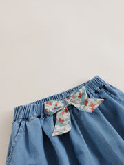 MARC&JANIE Girls' Denim Bow Front Baggy Cropped Trousers for Summer
