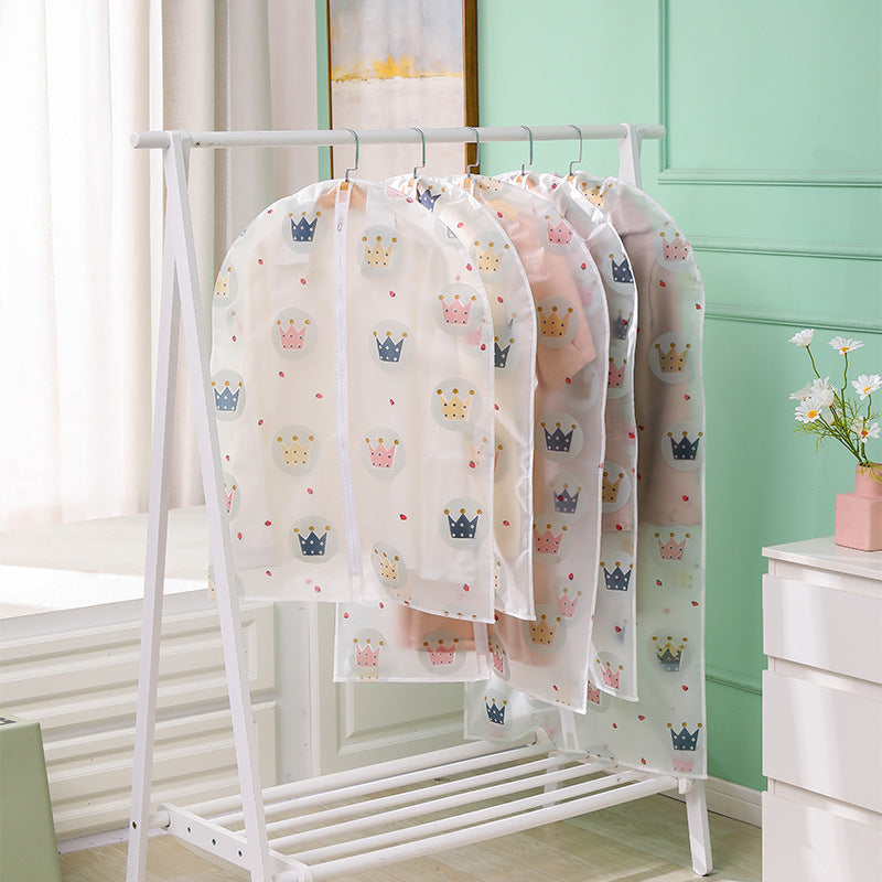 5pcs Crown Pattern Dust Cover Bag Hanging Clothes Storage Bag