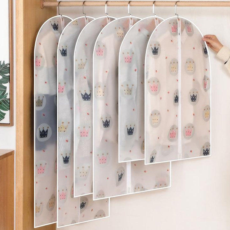 5pcs Crown Pattern Dust Cover Bag Hanging Clothes Storage Bag