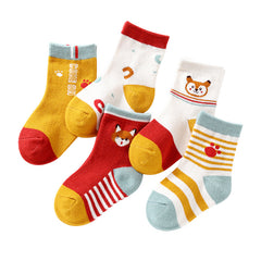 5 Pairs Girls Cartoon Crew Socks for Autumn Winter