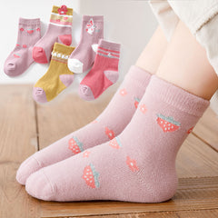 5 Pairs Girls Cartoon Crew Socks for Autumn Winter