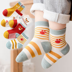 5 Pairs Girls Cartoon Crew Socks for Autumn Winter