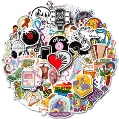 50pcs Punk Style Rock Band Stickers Fun Waterproof DIY Room Decoration
