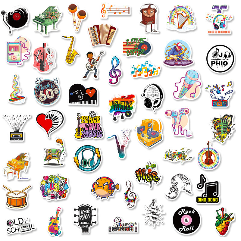 50pcs Punk Style Rock Band Stickers Fun Waterproof DIY Room Decoration