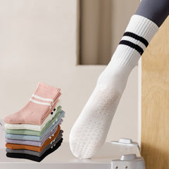 Non Slip Silicone Bottom Yoga Crew Socks Breathable Thick Sports Floor Socks