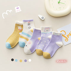 5 Pairs Cartoon Bunny Baby Socks for Girls