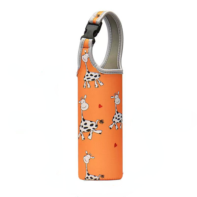 Cartoon Printed Neoprene Cup Sleeve w/ Buckle Handle Heat Resistant Bag