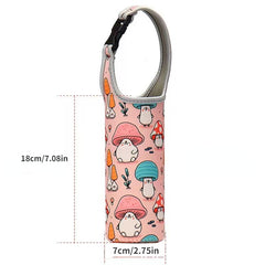 Cartoon Printed Neoprene Cup Sleeve w/ Buckle Handle Heat Resistant Bag