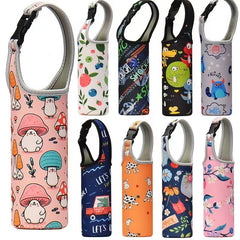Cartoon Printed Neoprene Cup Sleeve w/ Buckle Handle Heat Resistant Bag