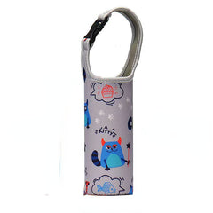 Cartoon Printed Neoprene Cup Sleeve w/ Buckle Handle Heat Resistant Bag