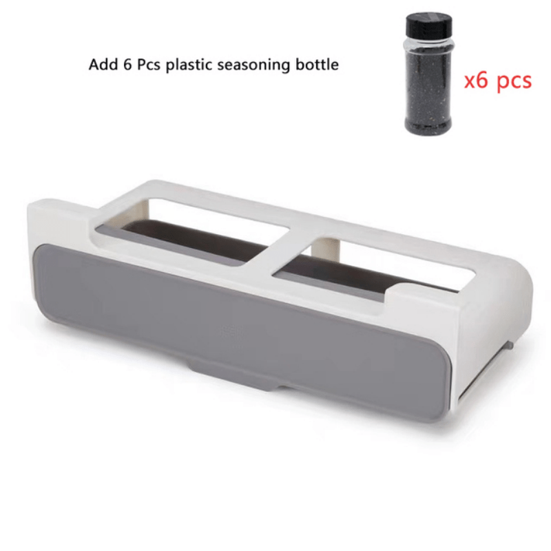 Wall Mount Pull Out Spice Rack Organizer With 6 Seasoning Bottles