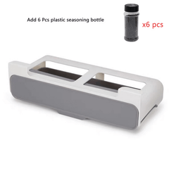 Wall Mount Pull Out Spice Rack Organizer With 6 Seasoning Bottles