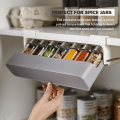 Wall Mount Pull Out Spice Rack Organizer With 6 Seasoning Bottles