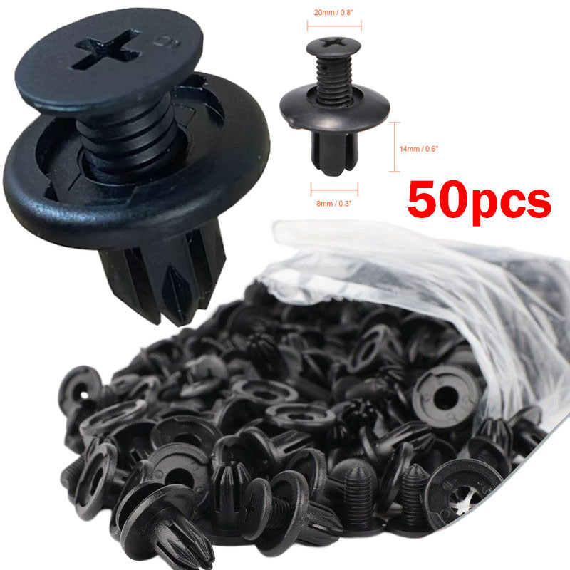 50pcs Car 8mm Hole Plastic Rivets Fastener Push Clip Vehicle Door Trim Retainer