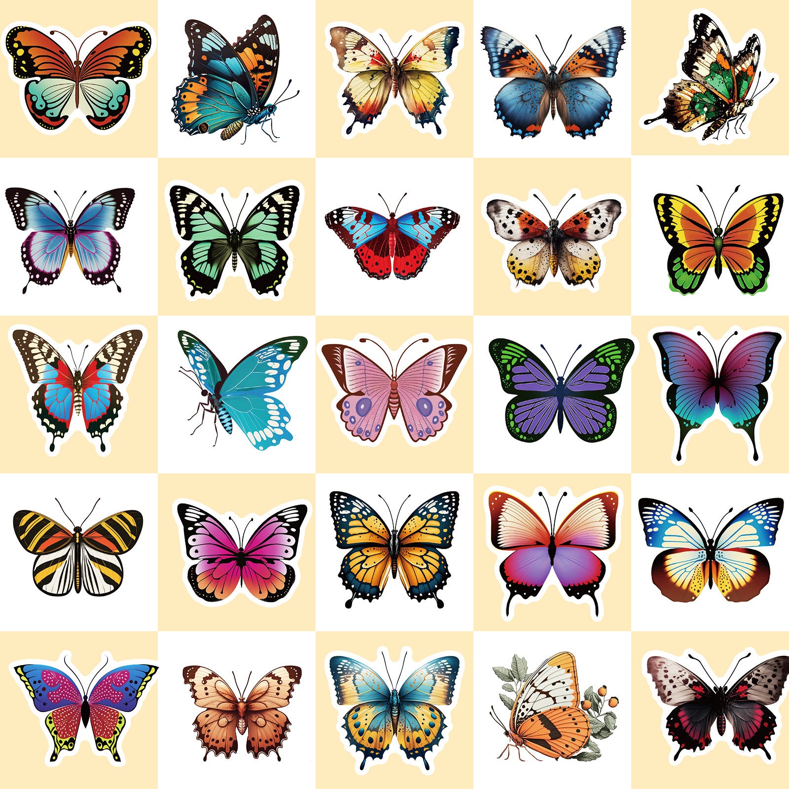 50pcs YEESACG Butterfly Stickers - Colorful Vinyl Decals for Skateboards, Helmet