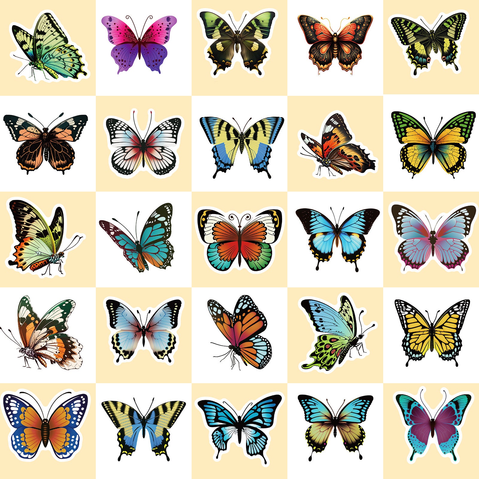 50pcs YEESACG Butterfly Stickers - Colorful Vinyl Decals for Skateboards, Helmet