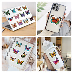 50pcs YEESACG Butterfly Stickers - Colorful Vinyl Decals for Skateboards, Helmet