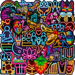 50pcs Sparkling Neon Stickers Fun Waterproof DIY Room Decoration