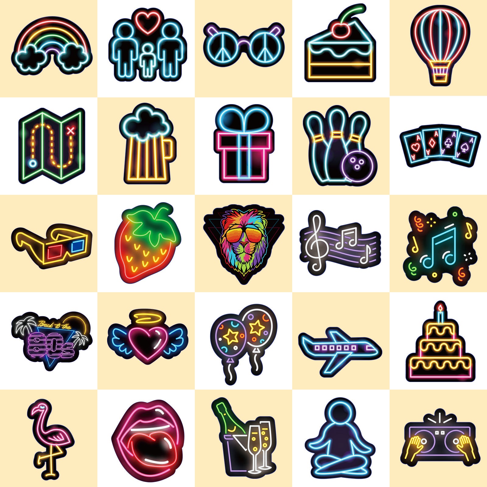 50pcs Sparkling Neon Stickers Fun Waterproof DIY Room Decoration