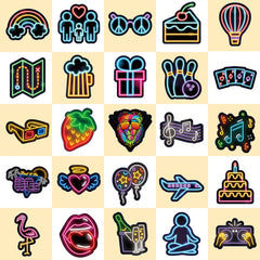 50pcs Sparkling Neon Stickers Fun Waterproof DIY Room Decoration