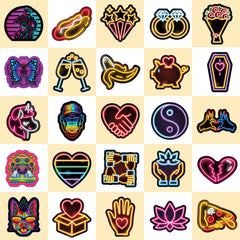 50pcs Sparkling Neon Stickers Fun Waterproof DIY Room Decoration
