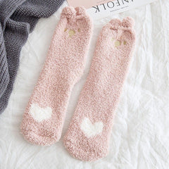 3 Pairs Girls Cartoon Floor Socks Warm Thick Kids Children Socks