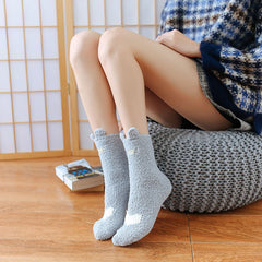 3 Pairs Girls Cartoon Floor Socks Warm Thick Kids Children Socks