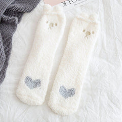 3 Pairs Girls Cartoon Floor Socks Warm Thick Kids Children Socks