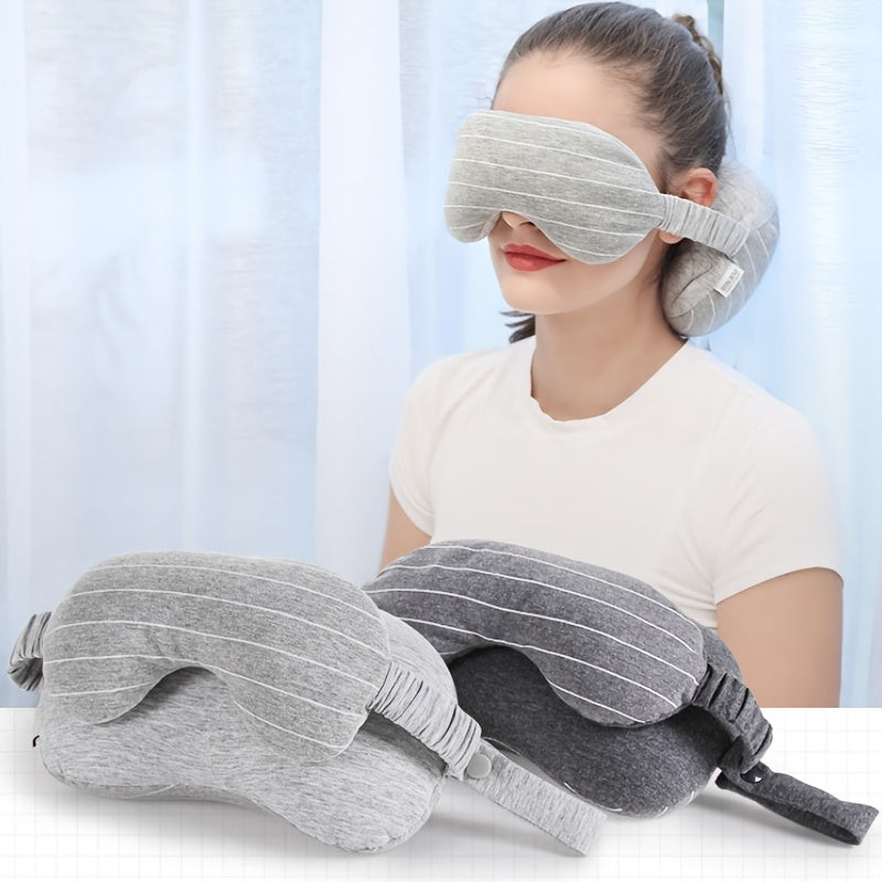 2 in 1 Soft Sleeping Eye Mask & Neck Pillow Comfy Solid Cotton Pillow Travel Nap