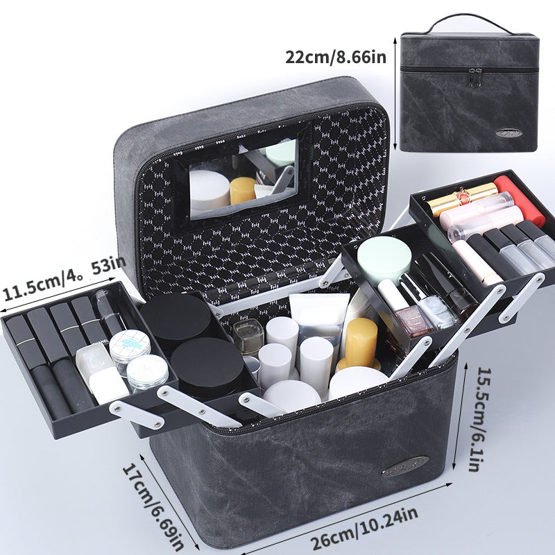 Women PU Travel Toiletry Bag Large Cosmetic Case Beauty Storage