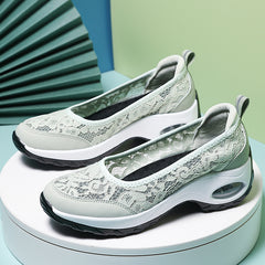 Women's Lace Mesh Sneakers Lightweight Slip On Outdoor Shoes