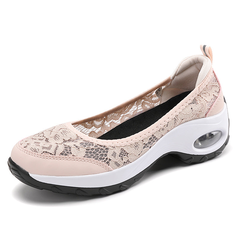 Women's Lace Mesh Sneakers Lightweight Slip On Outdoor Shoes