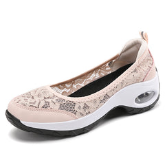Women's Lace Mesh Sneakers Lightweight Slip On Outdoor Shoes
