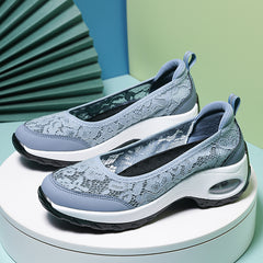 Women's Lace Mesh Sneakers Lightweight Slip On Outdoor Shoes