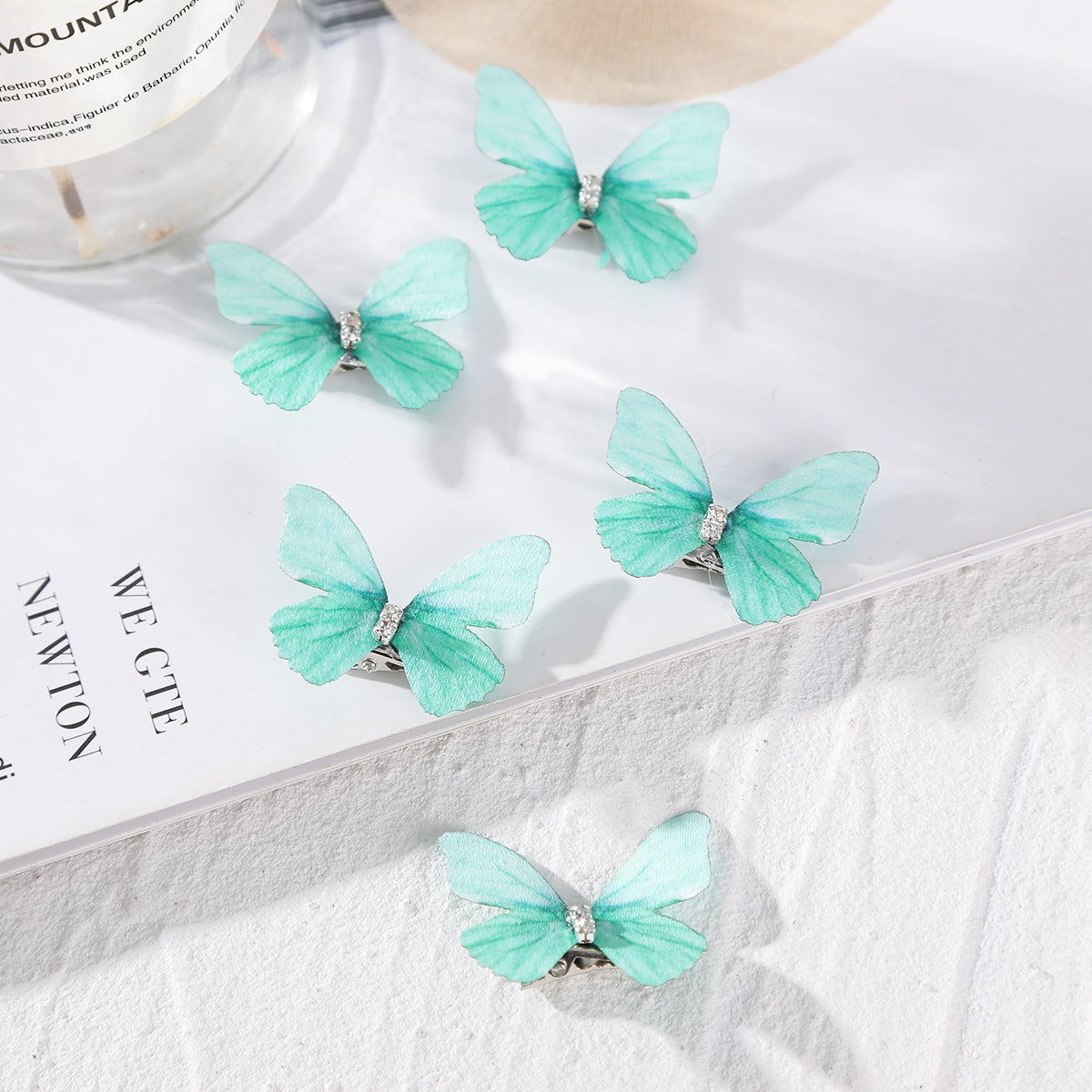 5pcs Butterfly Rhinestone Girls Hair Clip Set