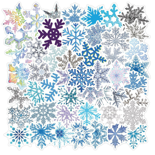 50pcs Cartoon Christmas Snow Glass Stickers Waterproof DIY Decoration