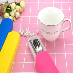 Portable Tableware Set with Storage Box Chopsticks Spoon Fork